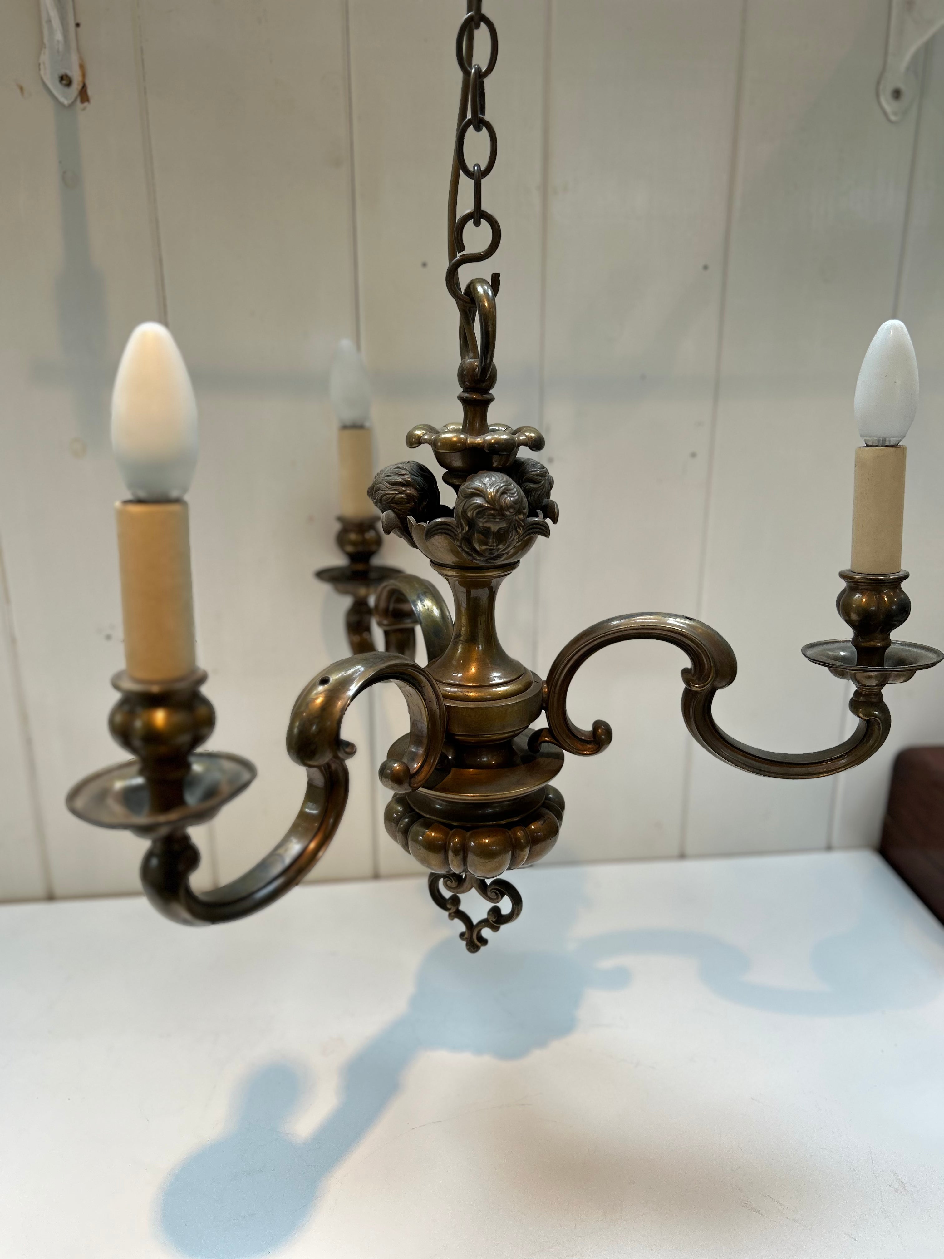 Bronze Finished Brass Three Arm Edwardian Candelabra C.1910