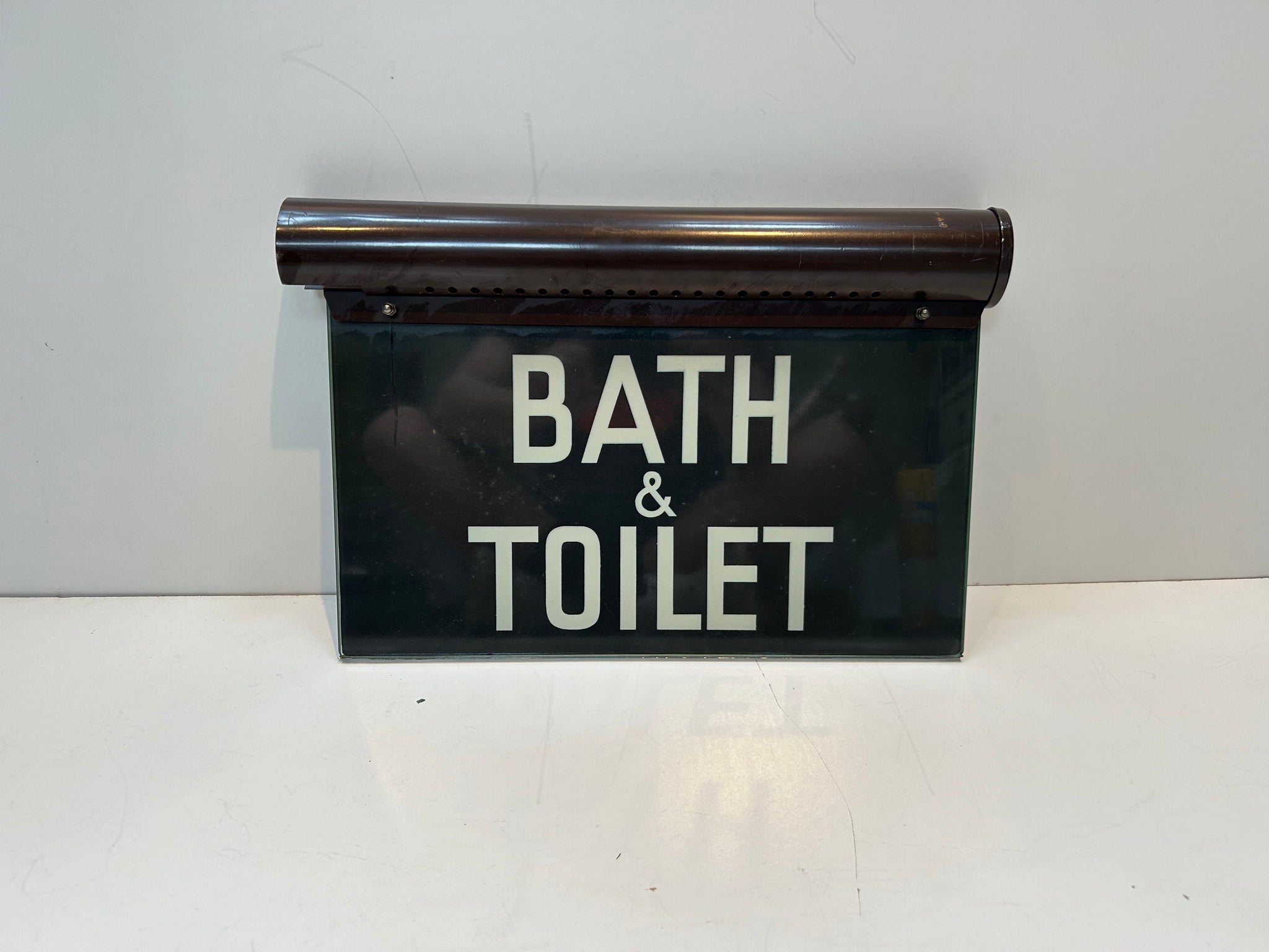 Double Sided "Bath & Toilet" Illuminating Bathroom Sign C.1930