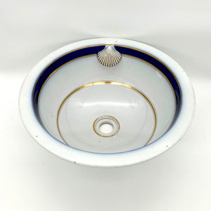 Twyfords Plug Basin with Royal Blue and Gold Leaf Decoration C.1880