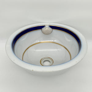 Twyfords Plug Basin with Royal Blue and Gold Leaf Decoration C.1880