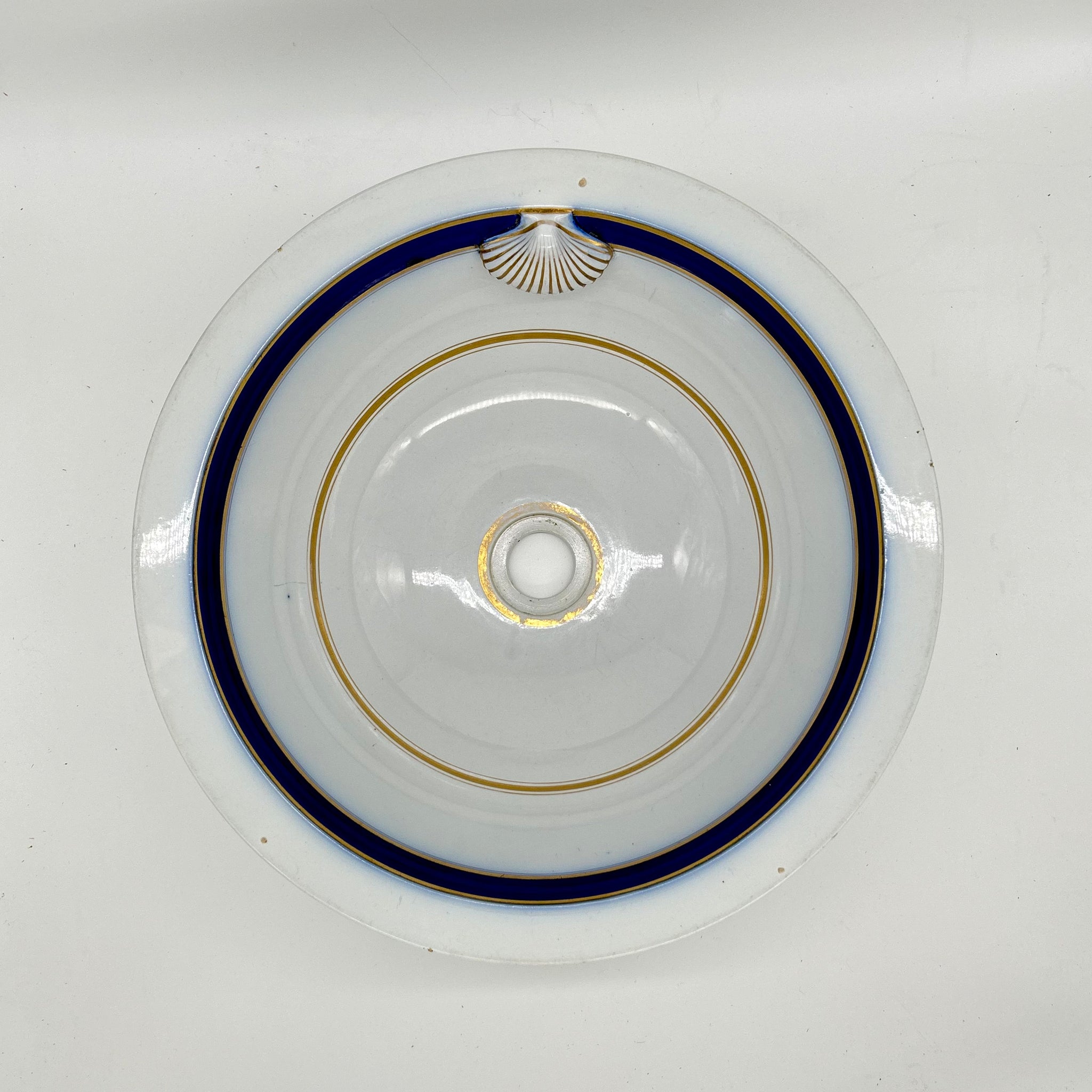 Twyfords Plug Basin with Royal Blue and Gold Leaf Decoration C.1880