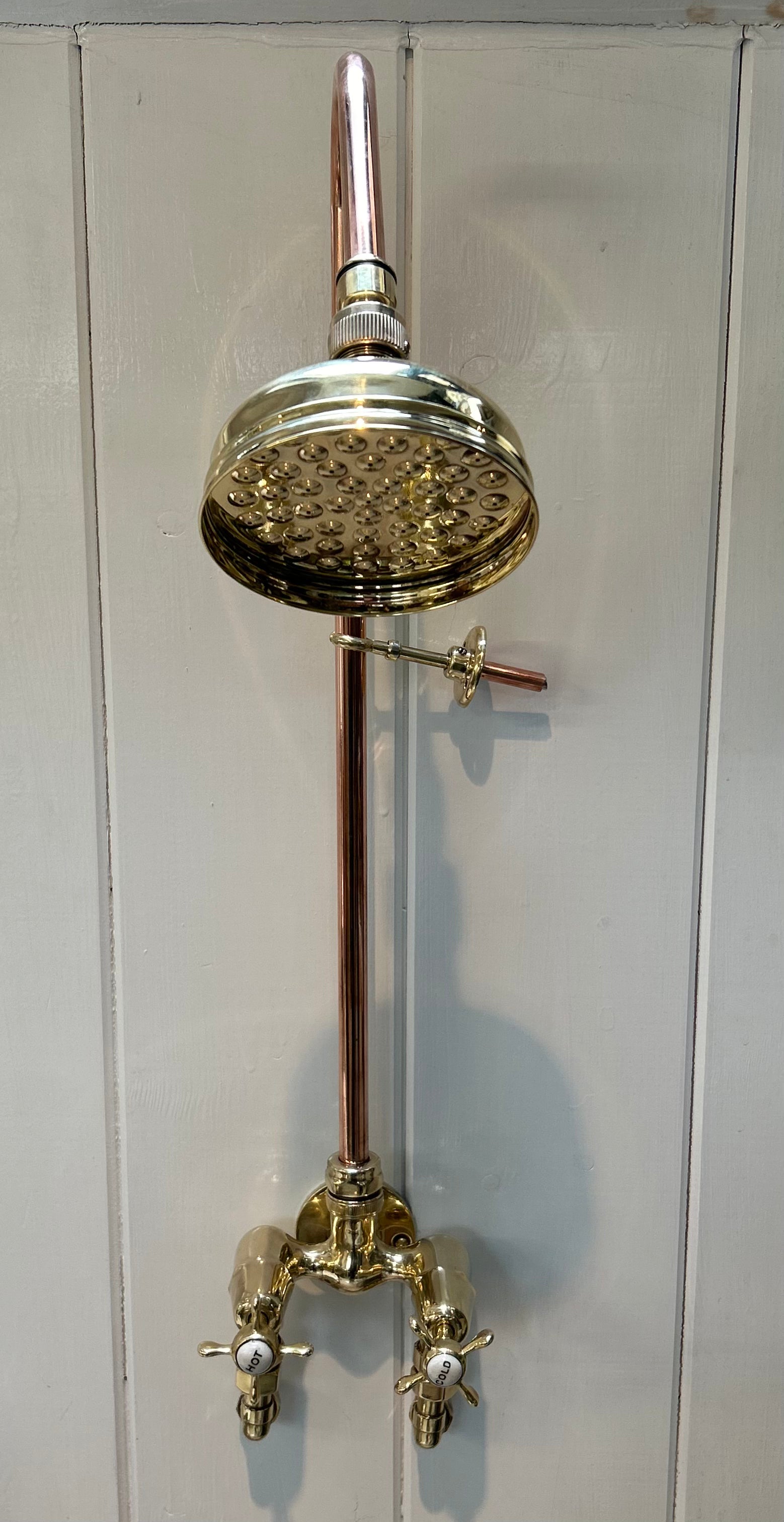 Compact Polished Brass Wall-fixing Shower C.1930