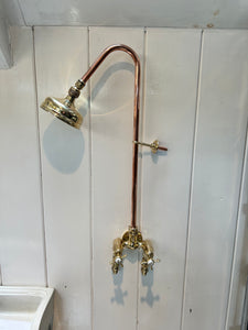 Compact Polished Brass Wall-fixing Shower C.1930