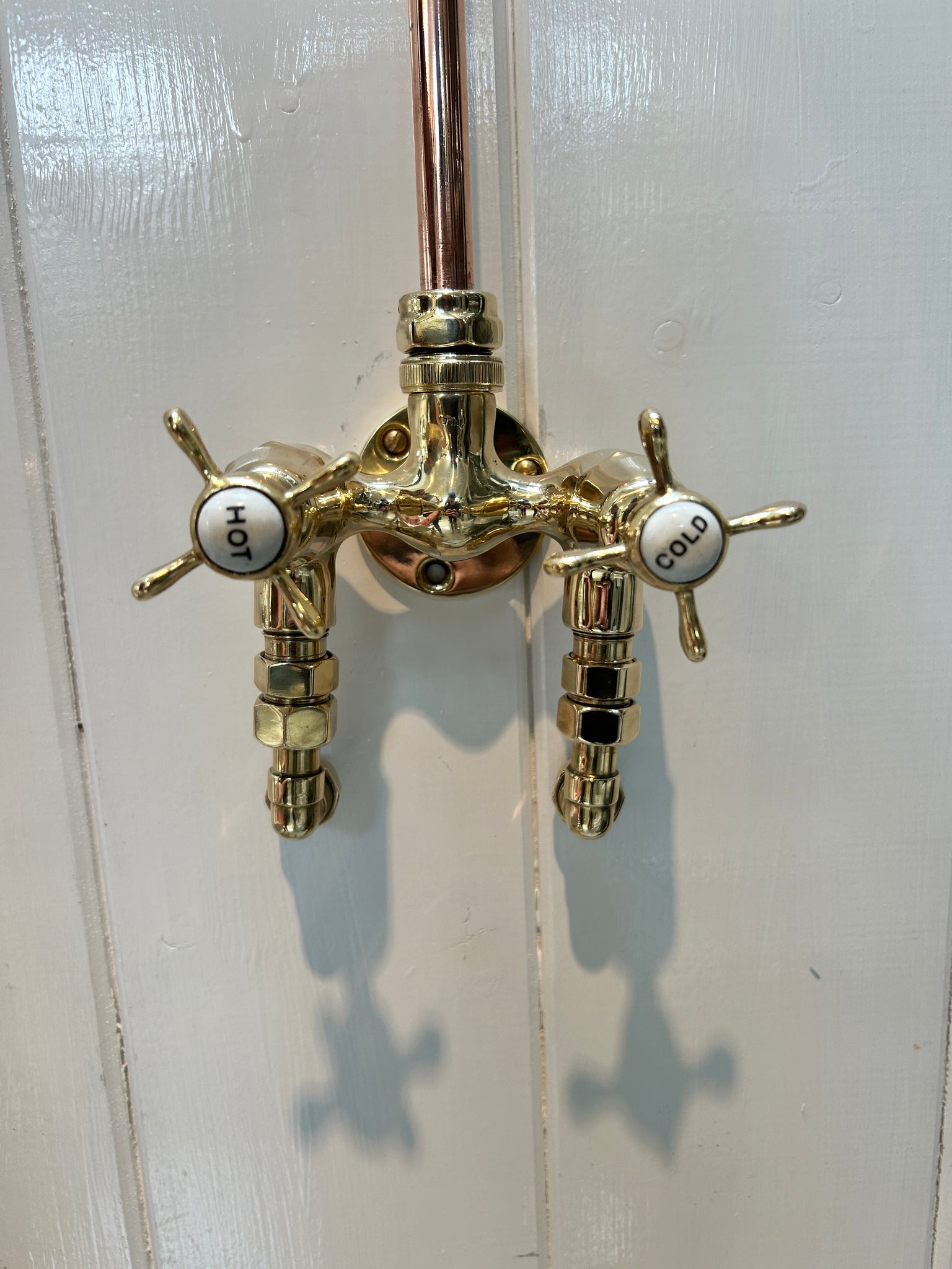 Compact Polished Brass Wall-fixing Shower C.1930