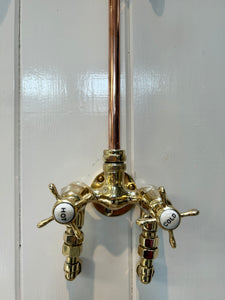 Compact Polished Brass Wall-fixing Shower C.1930