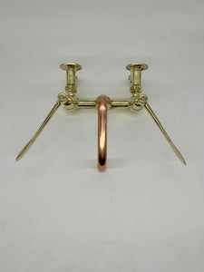 Wall-Fixing Lever-Operated Kitchen Mixer C.1920 in Polished Brass with a Copper Returnable Spout