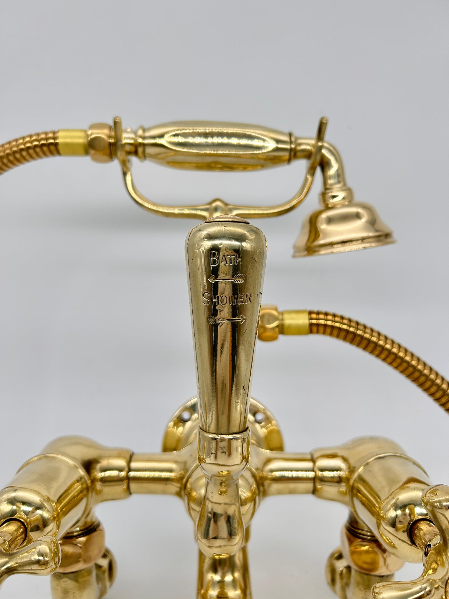 Rare Edwardian "Full Brass" Wall-Fixing Bath/Shower Mixer Tap of Robust Construction C.1920