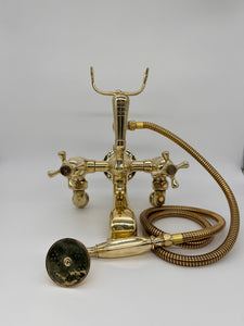 Rare Edwardian "Full Brass" Wall-Fixing Bath/Shower Mixer Tap of Robust Construction C.1920