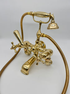 Rare Edwardian "Full Brass" Wall-Fixing Bath/Shower Mixer Tap of Robust Construction C.1920