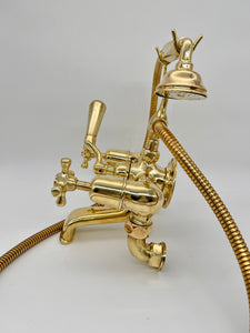 Rare Edwardian "Full Brass" Wall-Fixing Bath/Shower Mixer Tap of Robust Construction C.1920