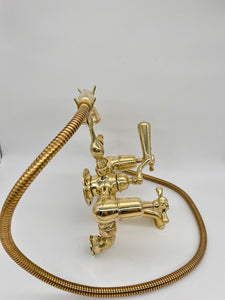 Rare Edwardian "Full Brass" Wall-Fixing Bath/Shower Mixer Tap of Robust Construction C.1920