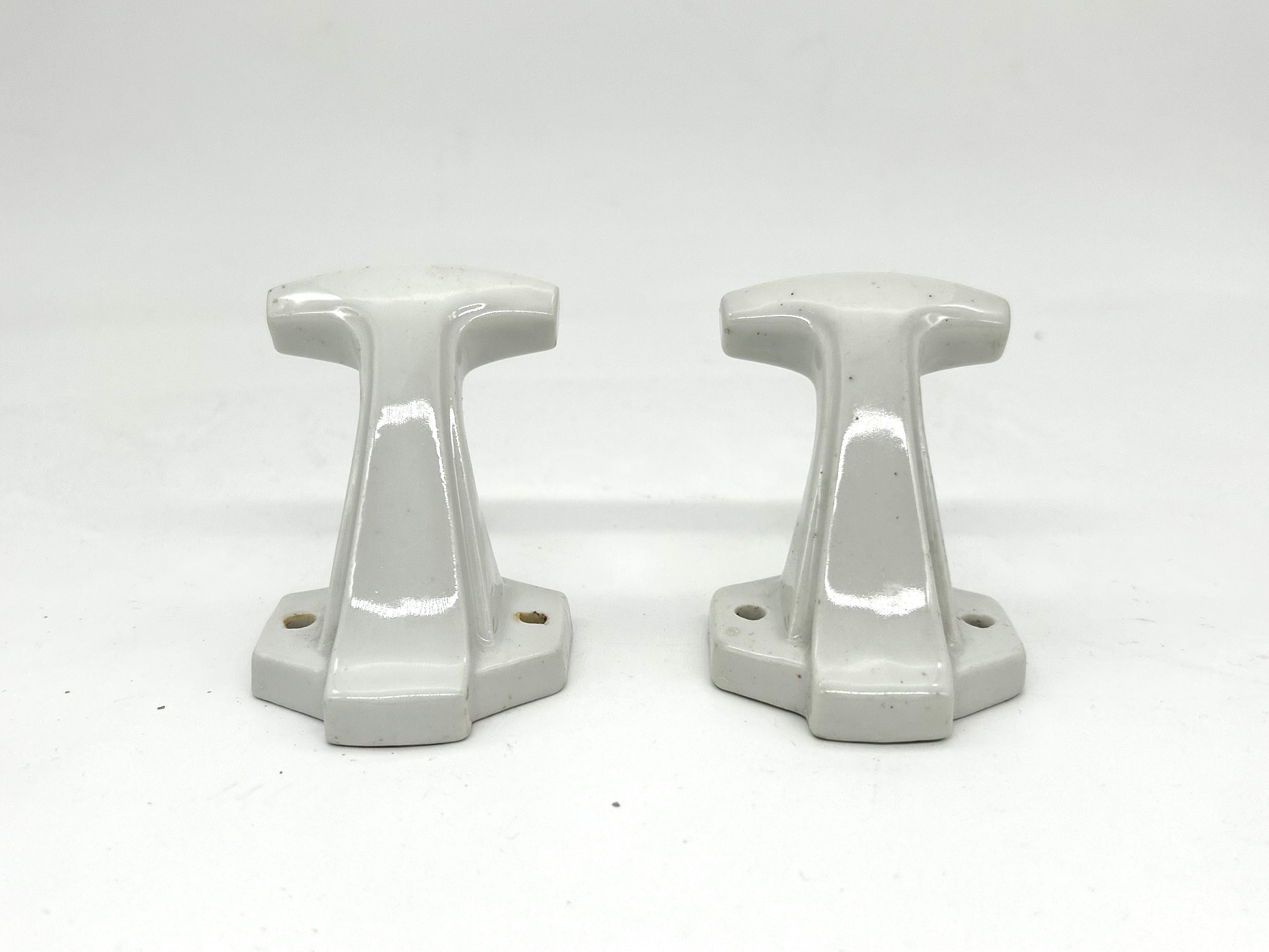 A Pair of Vintage Art Deco French Ceramic Robe Hooks C.1930