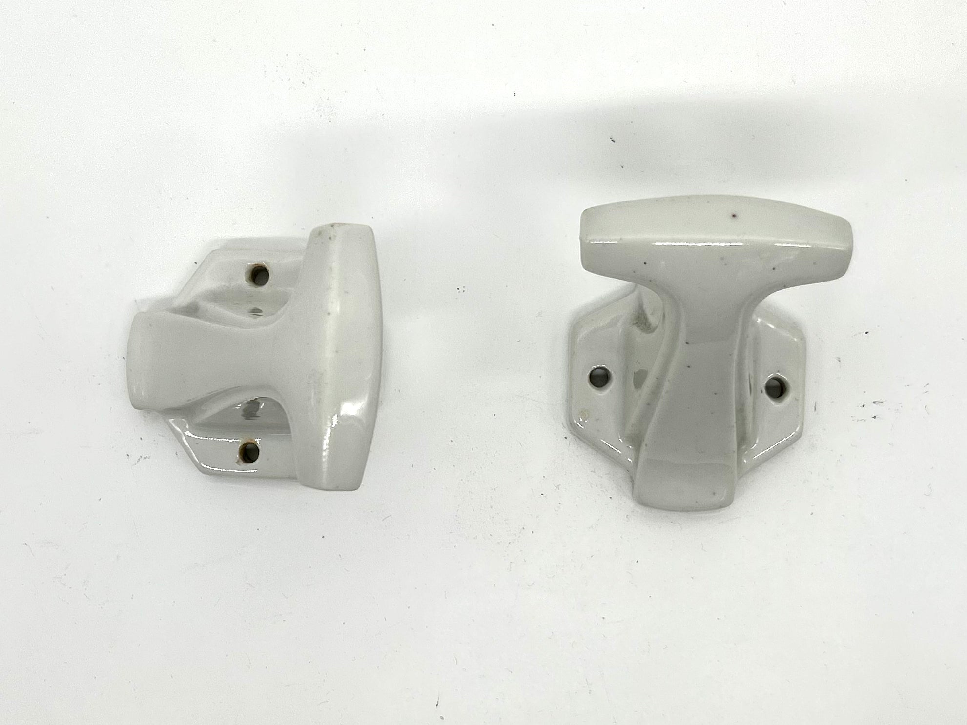 A Pair of Vintage Art Deco French Ceramic Robe Hooks C.1930