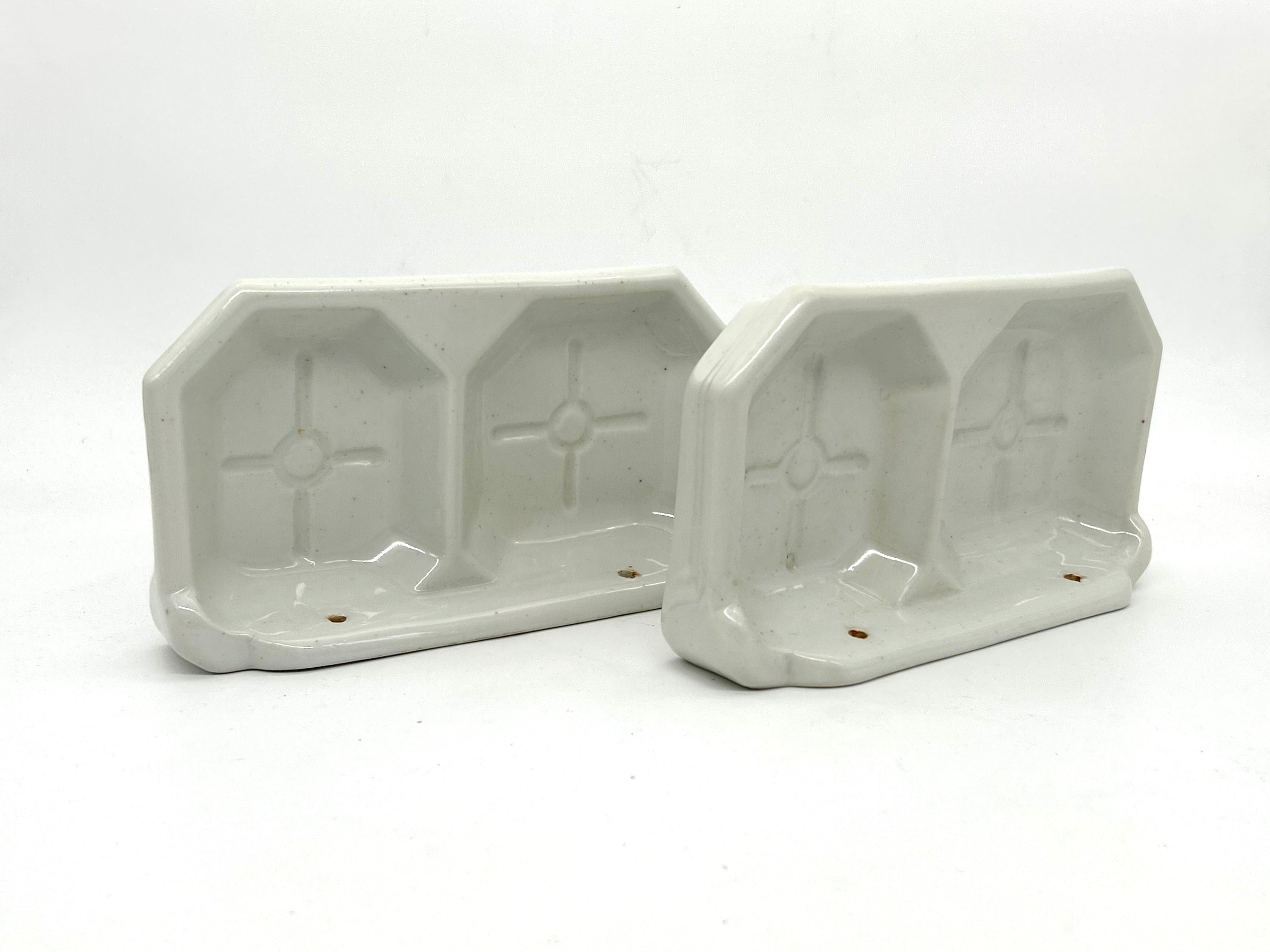 A Pair of French Art Deco Ceramic Soap/Bottle Shelves C.1930