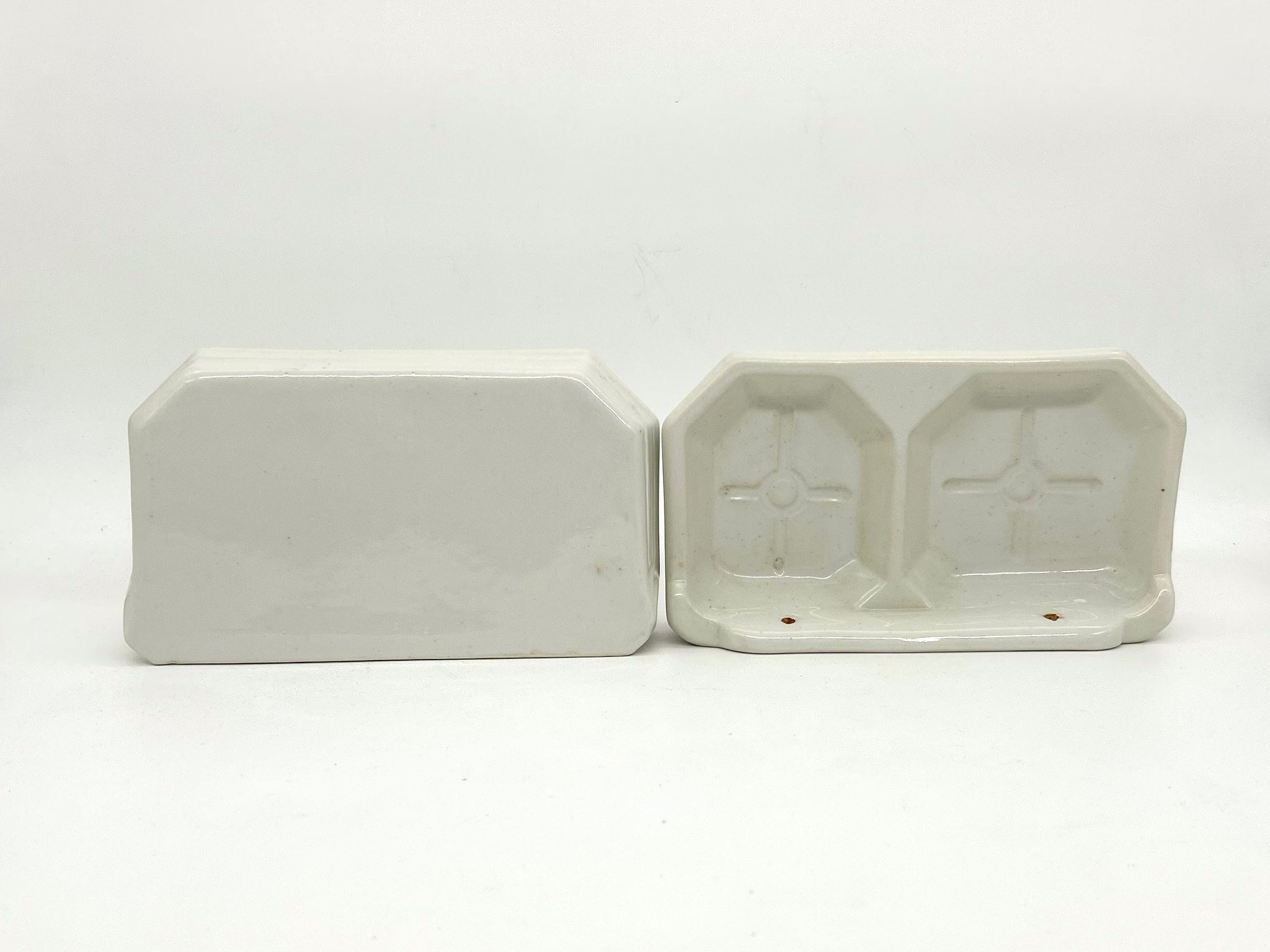 A Pair of French Art Deco Ceramic Soap/Bottle Shelves C.1930