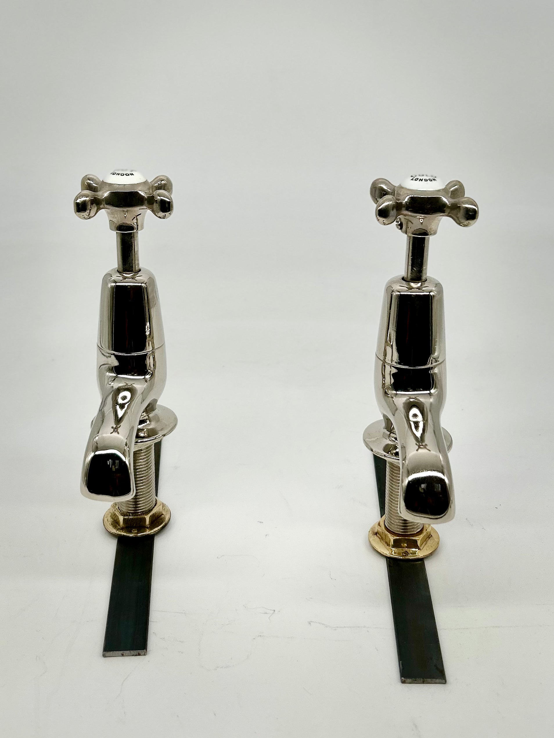 Pair of Nickel Plated Basin Taps by John Bolding, London C.1920