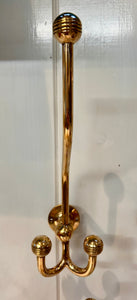 Vintage American Bistro Hooks (2 Pairs) in Unsealed Polished Brass finish C.1920