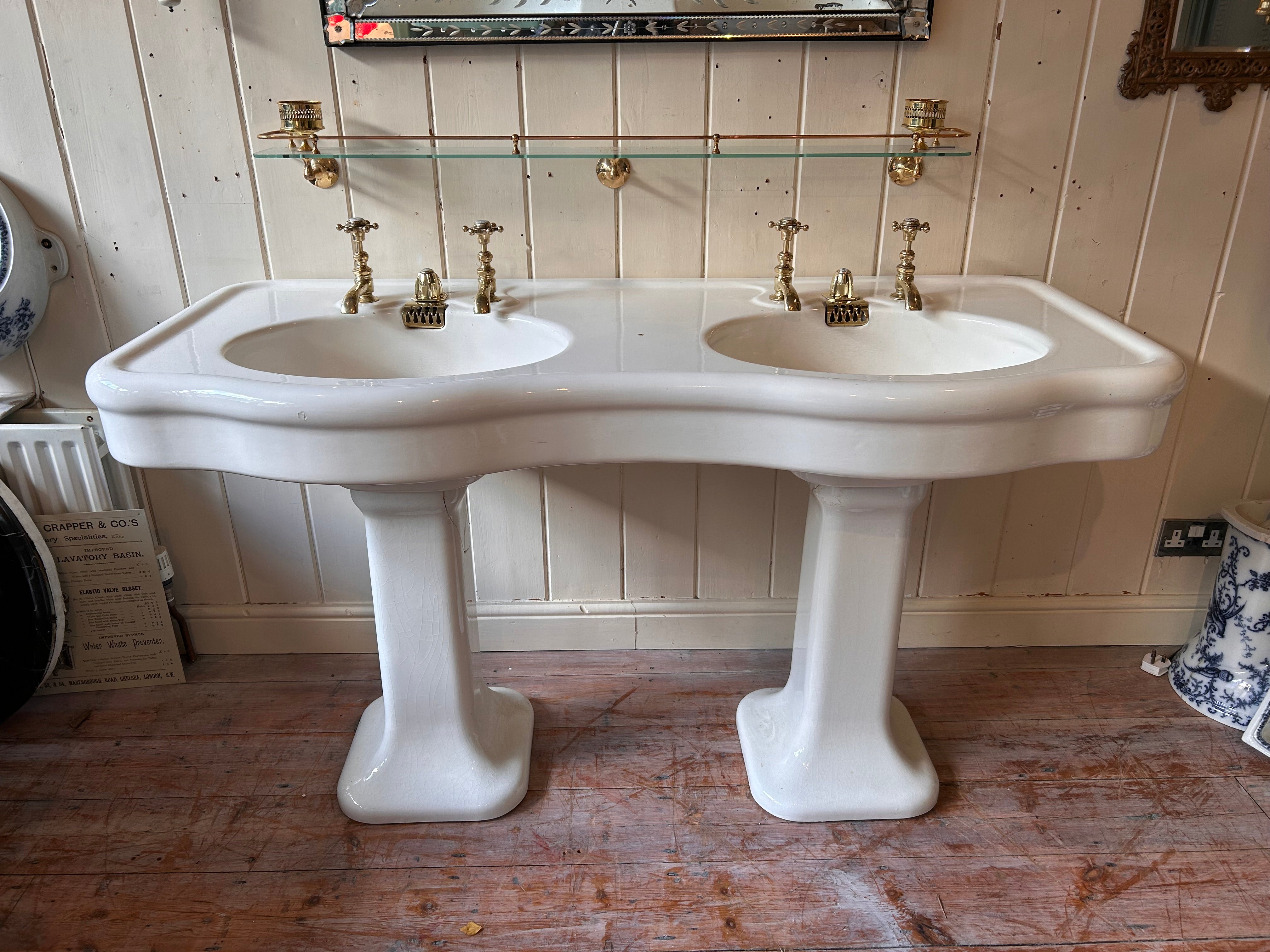 Large Serpentine-Fronted French Double Basin C.1920