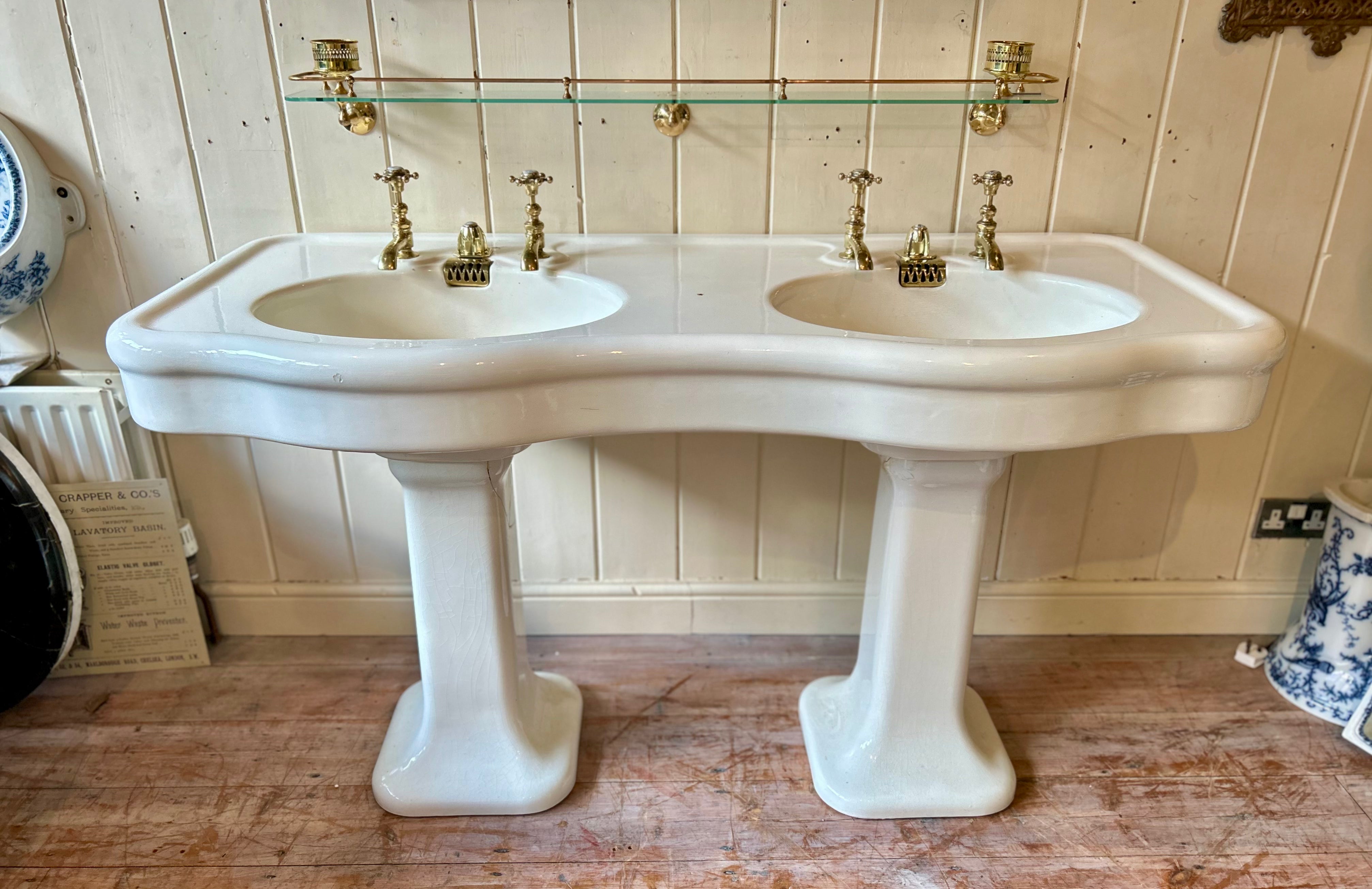 Large Serpentine-Fronted French Double Basin C.1920