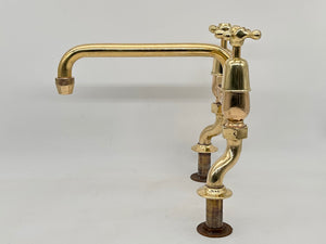 Rare Oversized Kitchen Sink Mixer Tap with Long Returnable Spout and 3/4" Feeds for a Higher Flow Rate C.1930