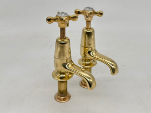 A Pair of Edwardian Basin Taps by E.G Brown Ltd, Brighton in Unsealed Polished Brass C.1920