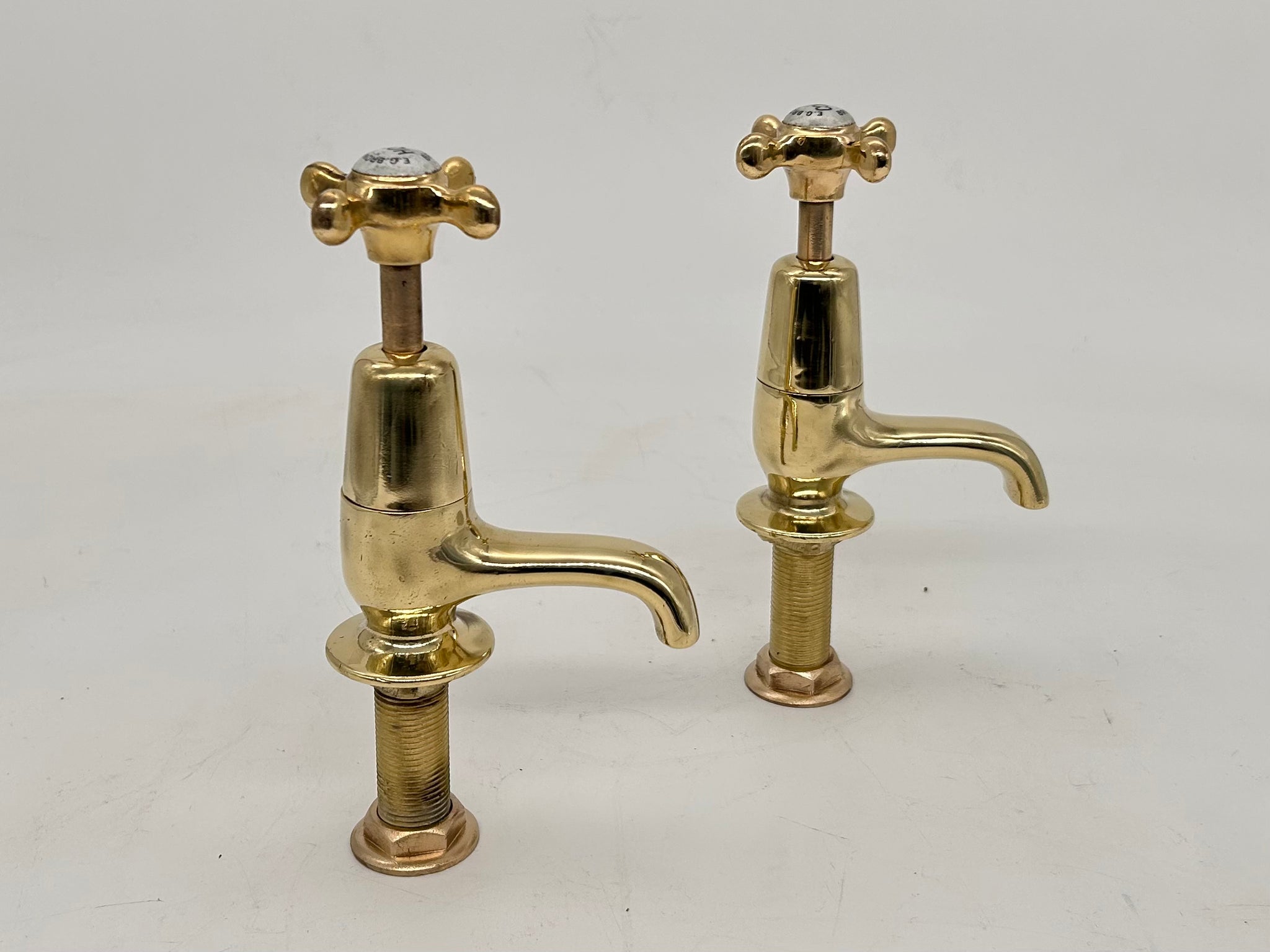 A Pair of Edwardian Basin Taps by E.G Brown Ltd, Brighton in Unsealed Polished Brass C.1920