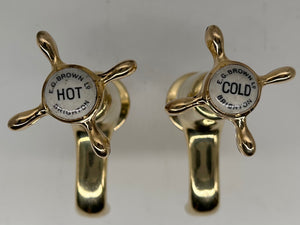 A Pair of Edwardian Basin Taps by E.G Brown Ltd, Brighton in Unsealed Polished Brass C.1920