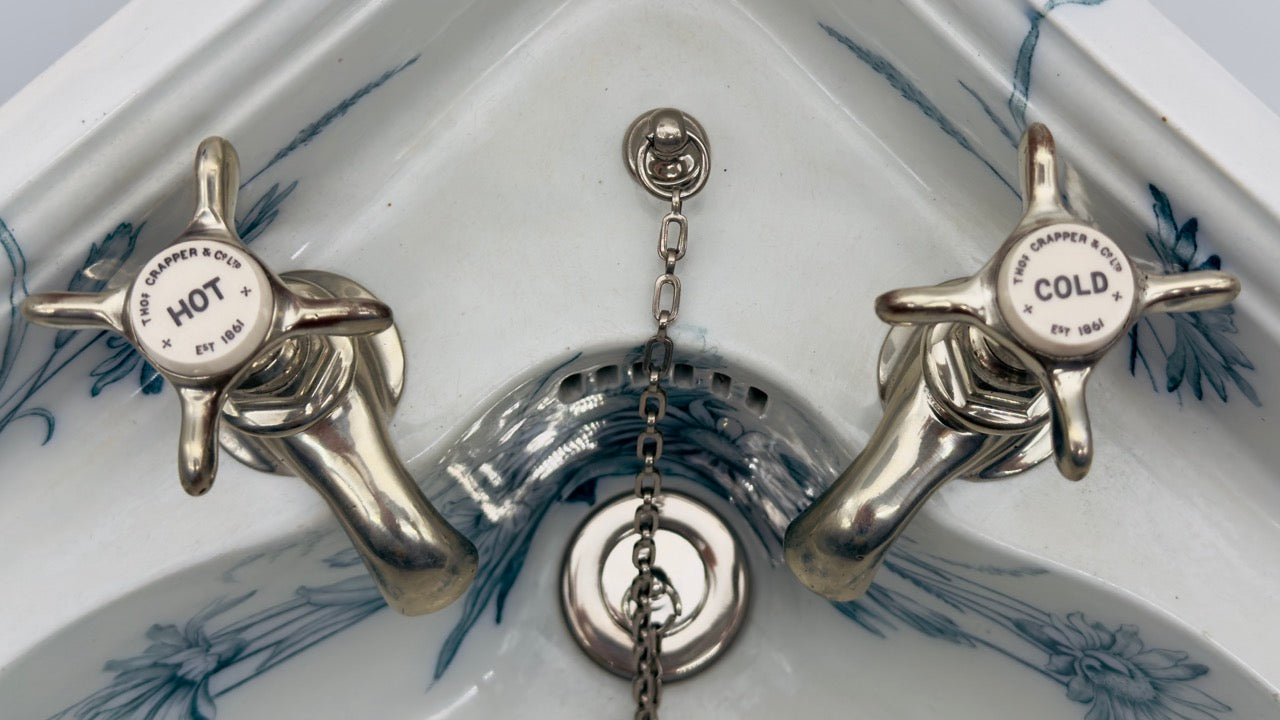 Rare Victorian Blue Transfer Corner Basin C.1890