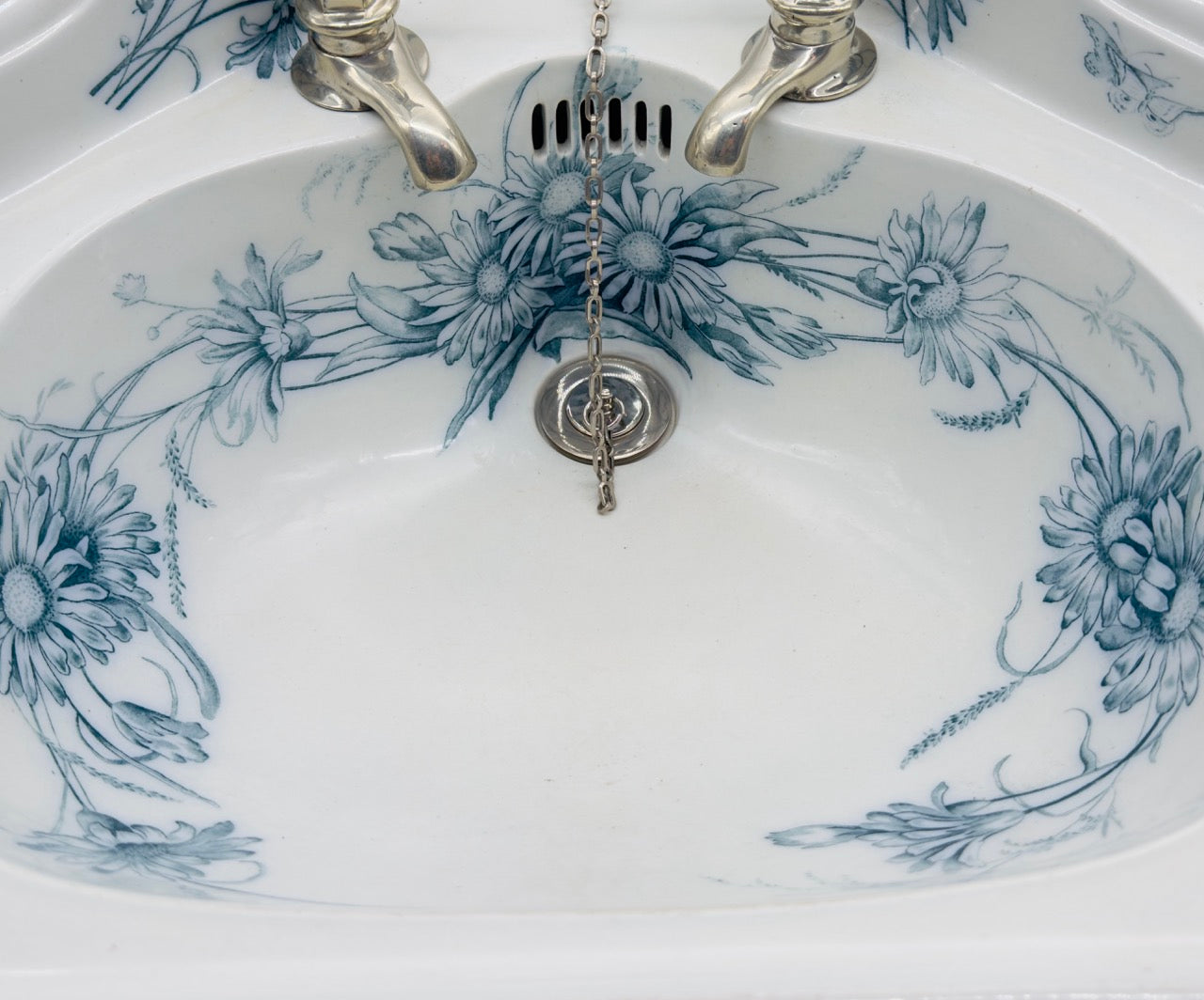 Rare Victorian Blue Transfer Corner Basin C.1890