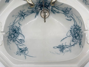 Rare Victorian Blue Transfer Corner Basin C.1890