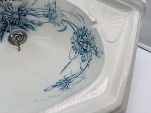 Rare Victorian Blue Transfer Corner Basin C.1890