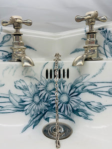 Rare Victorian Blue Transfer Corner Basin C.1890