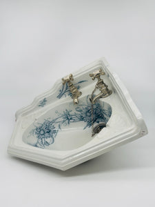 Rare Victorian Blue Transfer Corner Basin C.1890