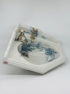 Rare Victorian Blue Transfer Corner Basin C.1890