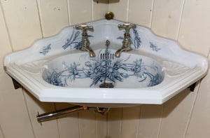 Rare Victorian Blue Transfer Corner Basin C.1890