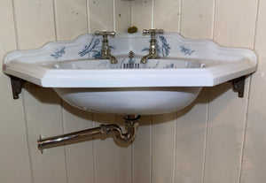 Rare Victorian Blue Transfer Corner Basin C.1890