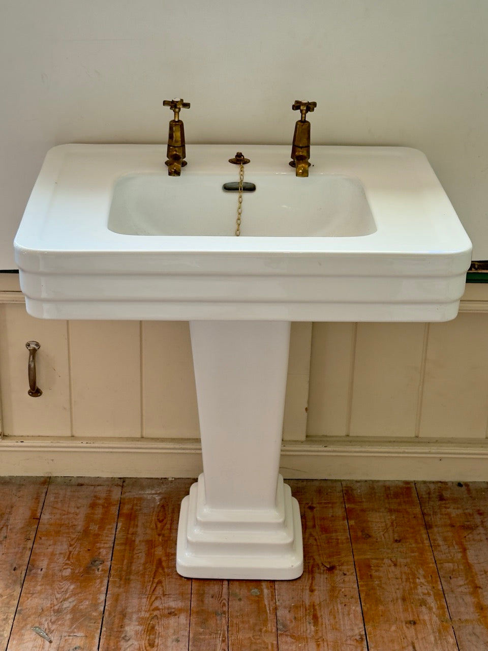 Art Deco Basin and Pedestal by J. Delafon, Paris C.1930