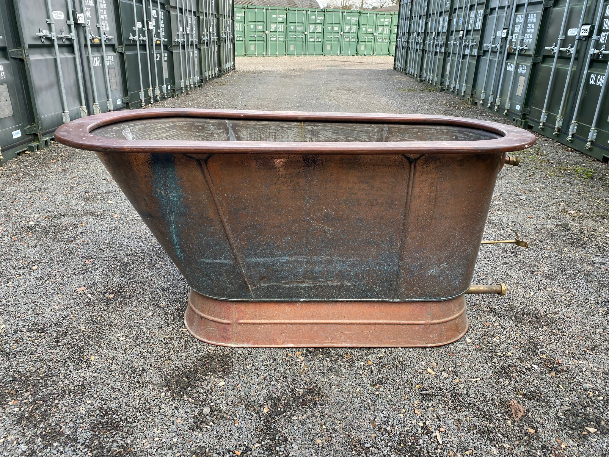 Victorian Mahogany Roll Edge Copper Bath C19th