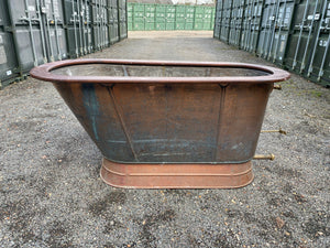 Victorian Mahogany Roll Edge Copper Bath C19th