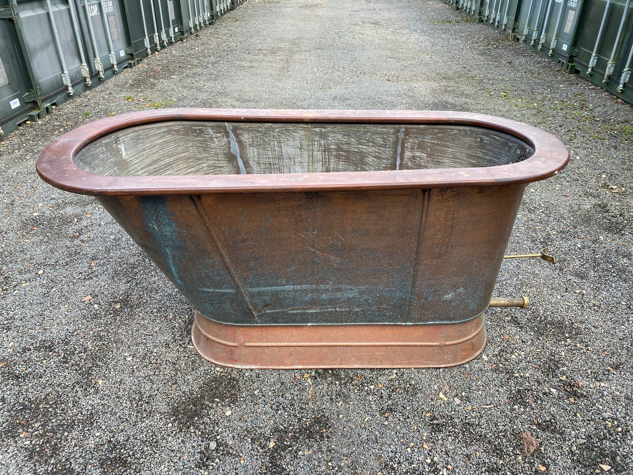 Victorian Mahogany Roll Edge Copper Bath C19th