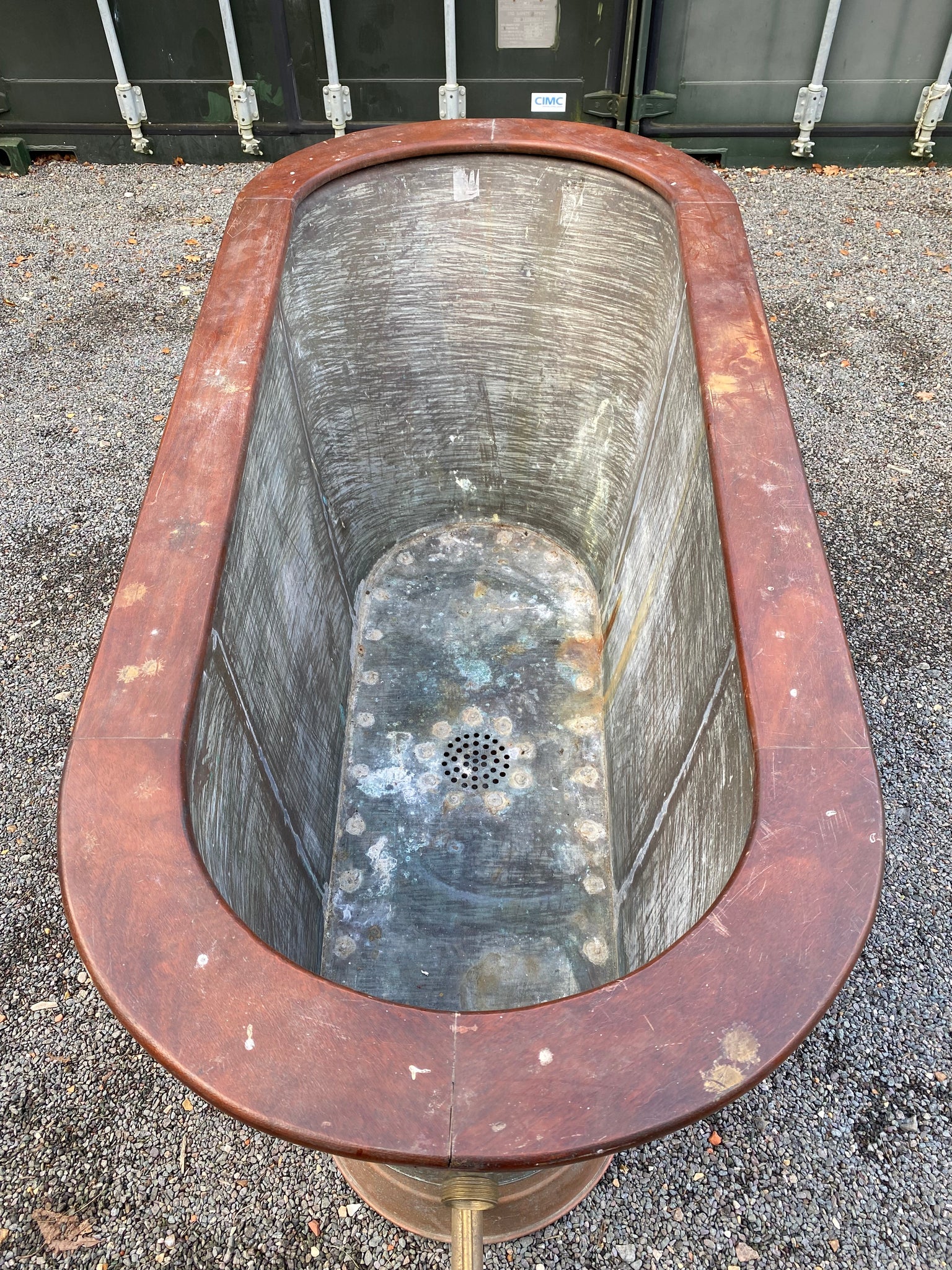 Victorian Mahogany Roll Edge Copper Bath C19th