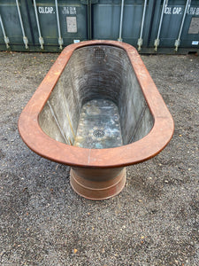 Victorian Mahogany Roll Edge Copper Bath C19th