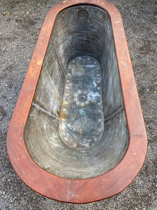 Victorian Mahogany Roll Edge Copper Bath C19th