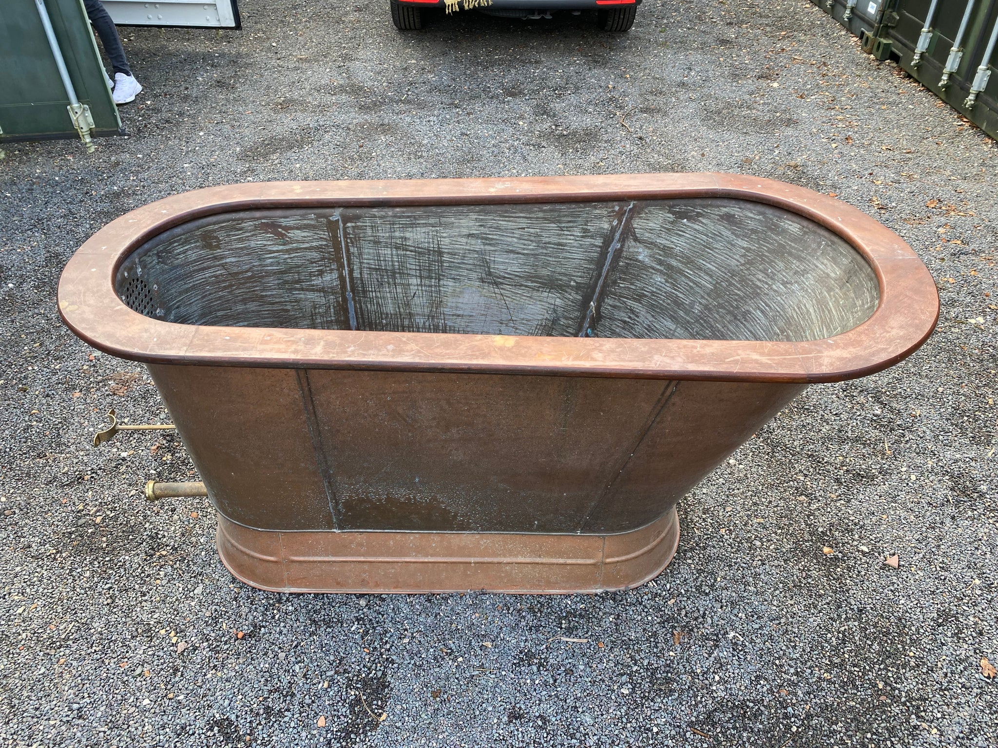 Victorian Mahogany Roll Edge Copper Bath C19th