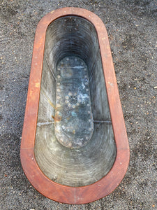 Victorian Mahogany Roll Edge Copper Bath C19th
