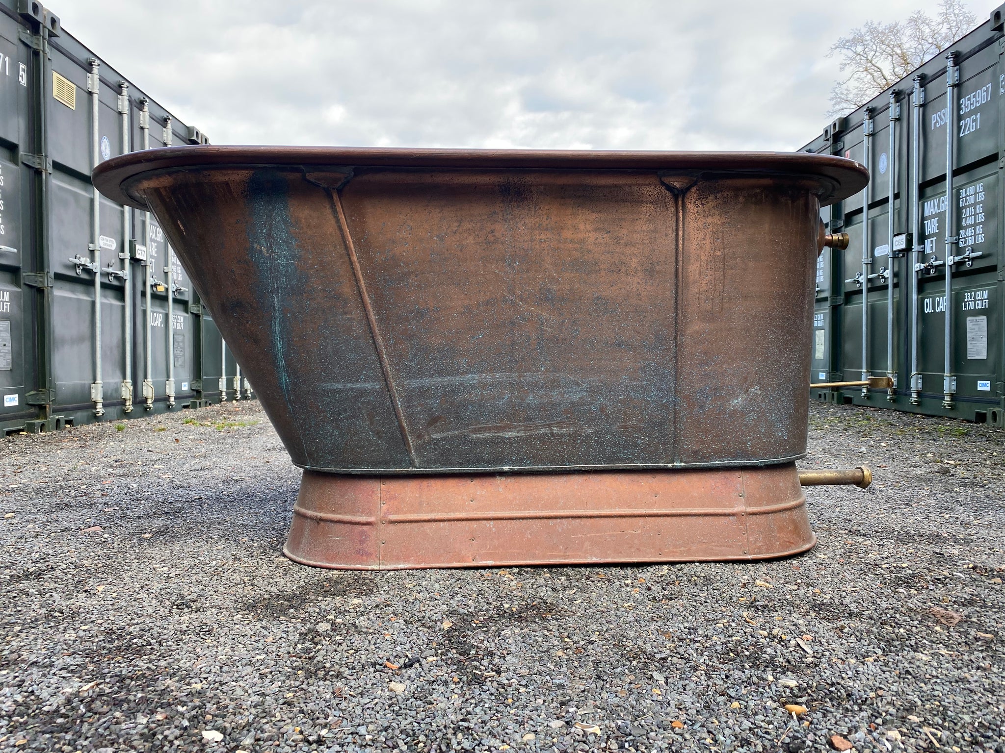 Victorian Mahogany Roll Edge Copper Bath C19th