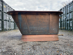 Victorian Mahogany Roll Edge Copper Bath C19th