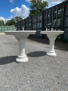 A Pair of  Oval Jacob Delafon Basins with Fluted Pedestals C.1900