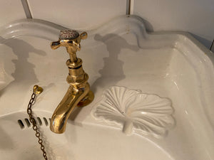 Victorian Cloakroom Basin on Distressed Painted Cast Iron Brackets C.1890