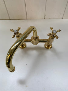 Cranked Kitchen Mixer by Shanks C.1920 in Unsealed Polished Brass